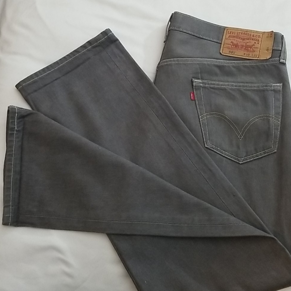 Men 501 Gray Levi Strauss Pants
